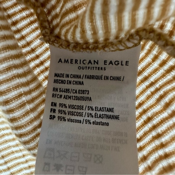 American Eagle Outfitters Stripped Button T Shirt Blouse Medium Yellow - Picture 9 of 10